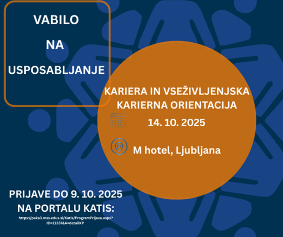 Vabilo na usposabljanje strokovnih delavcev: Kariera in vseživljenjska karierna orientacija