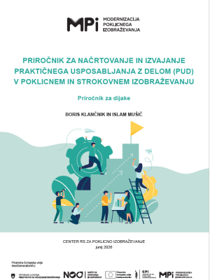 Naslovnica gradiva Priročnik za načrtovanje in izvajanje praktičnega usposabljanja z delom (PUD) v poklicnem in strokovnem izobraževanju – Priročnik za dijake