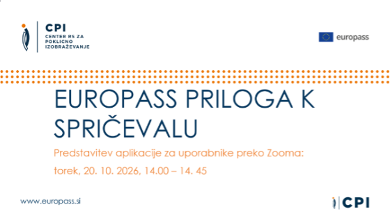 Vabilo na delavnico za uporabo spletne aplikacije 'Europass priloga k spričevalu'